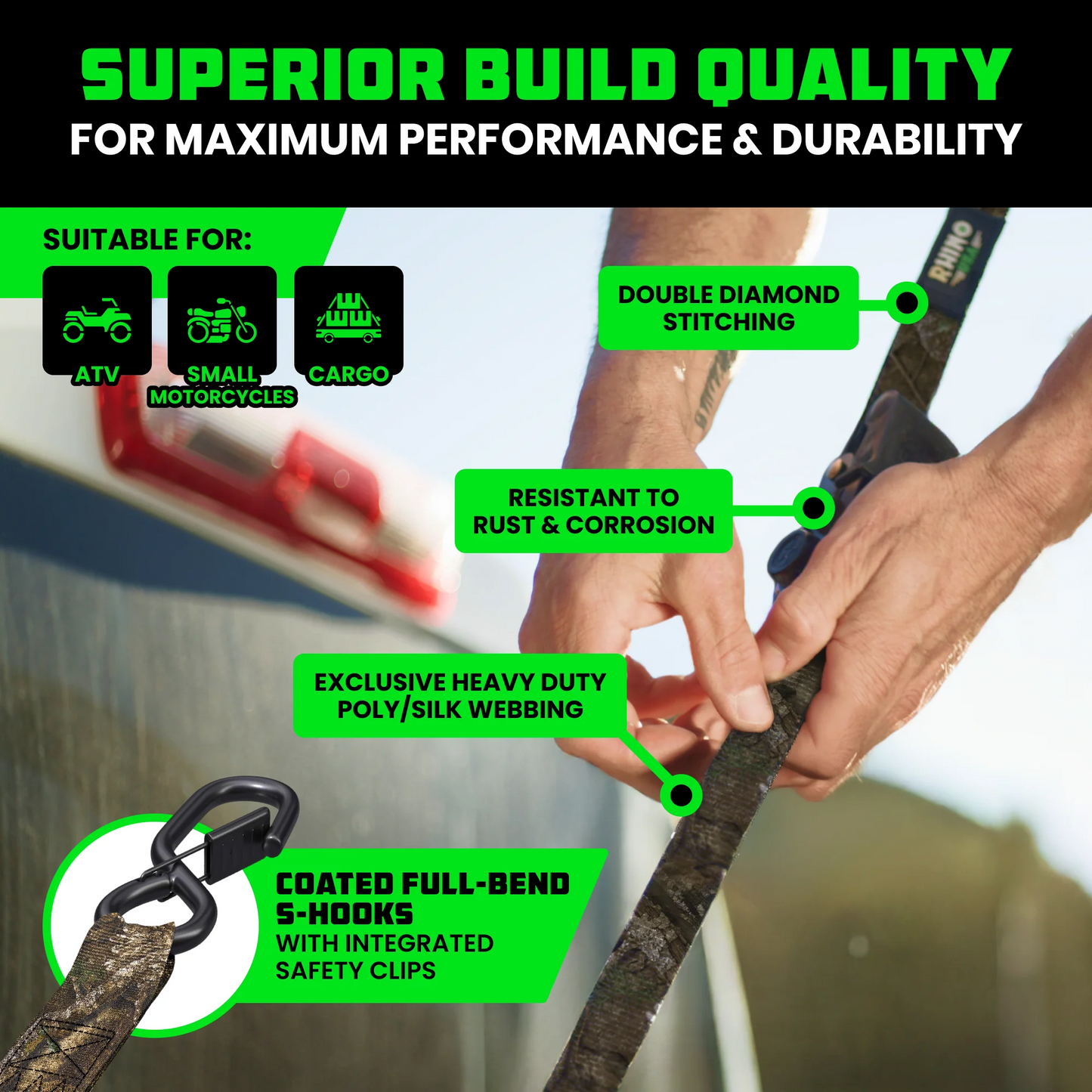 Rhino Retractable Ratchet Straps