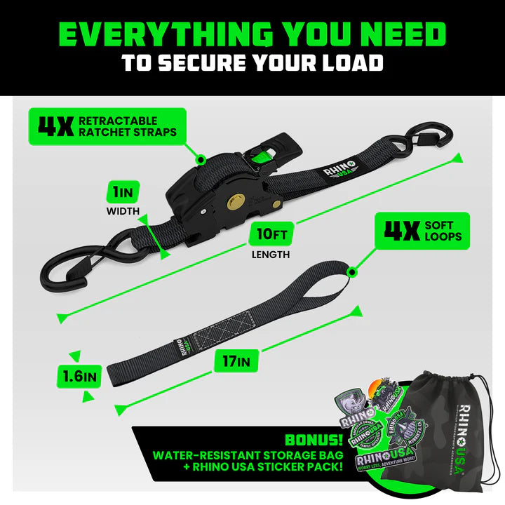 Rhino Retractable Ratchet Straps